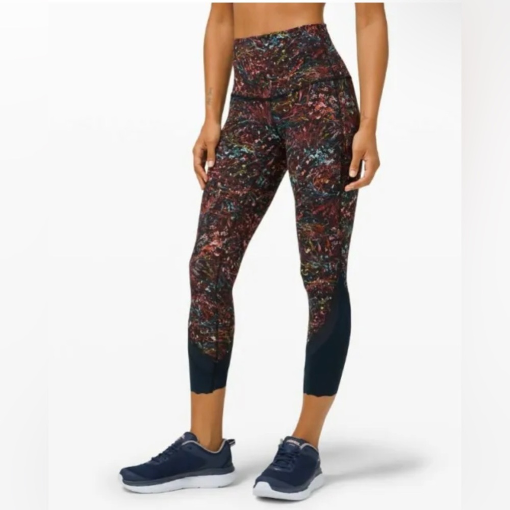 Lululemon Wunder Under High Rise Crop Scalloped Leggings Womens Sz 10